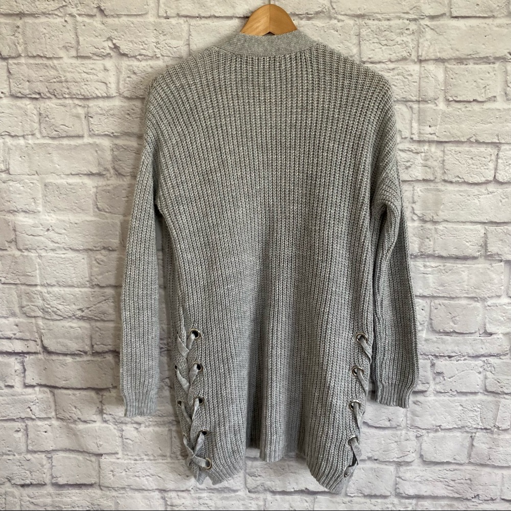 ARIZONA JEANS Grey Open Front Knit Cardigan - Picture 7 of 8